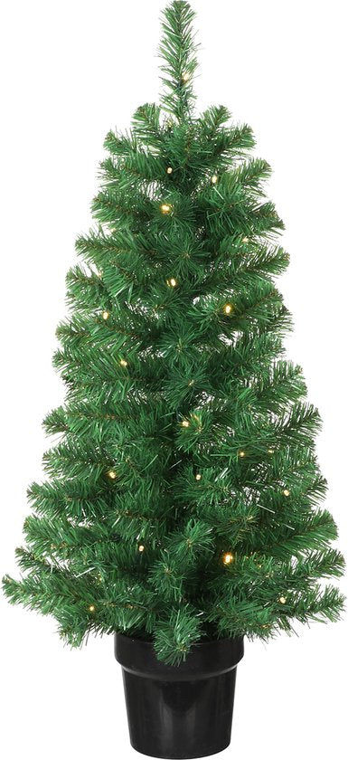 Black Box Trees Norton Set van 2 Kunstkerstbomen en 1 Kerstkrans met LED Verlichting - Groen Frosted