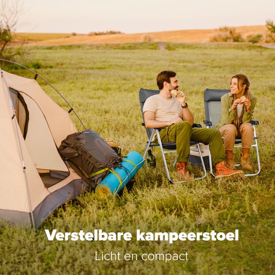 TRVLMORE inklapbaar Kampeerstoel – Verstelbare – 110 kg Draagvermogen – 44 x 40 x 10 cm – Grijs