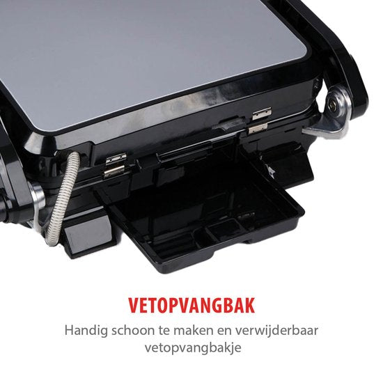 alpina Contactgrill 2100W - Tosti Apparaat met 7 Grill Standen - Tafelgrill met Uitneembare Platen - Panini Grill 37,6 x 33,1 cm - Anti-Aanbaklaag - RVS/Aluminium