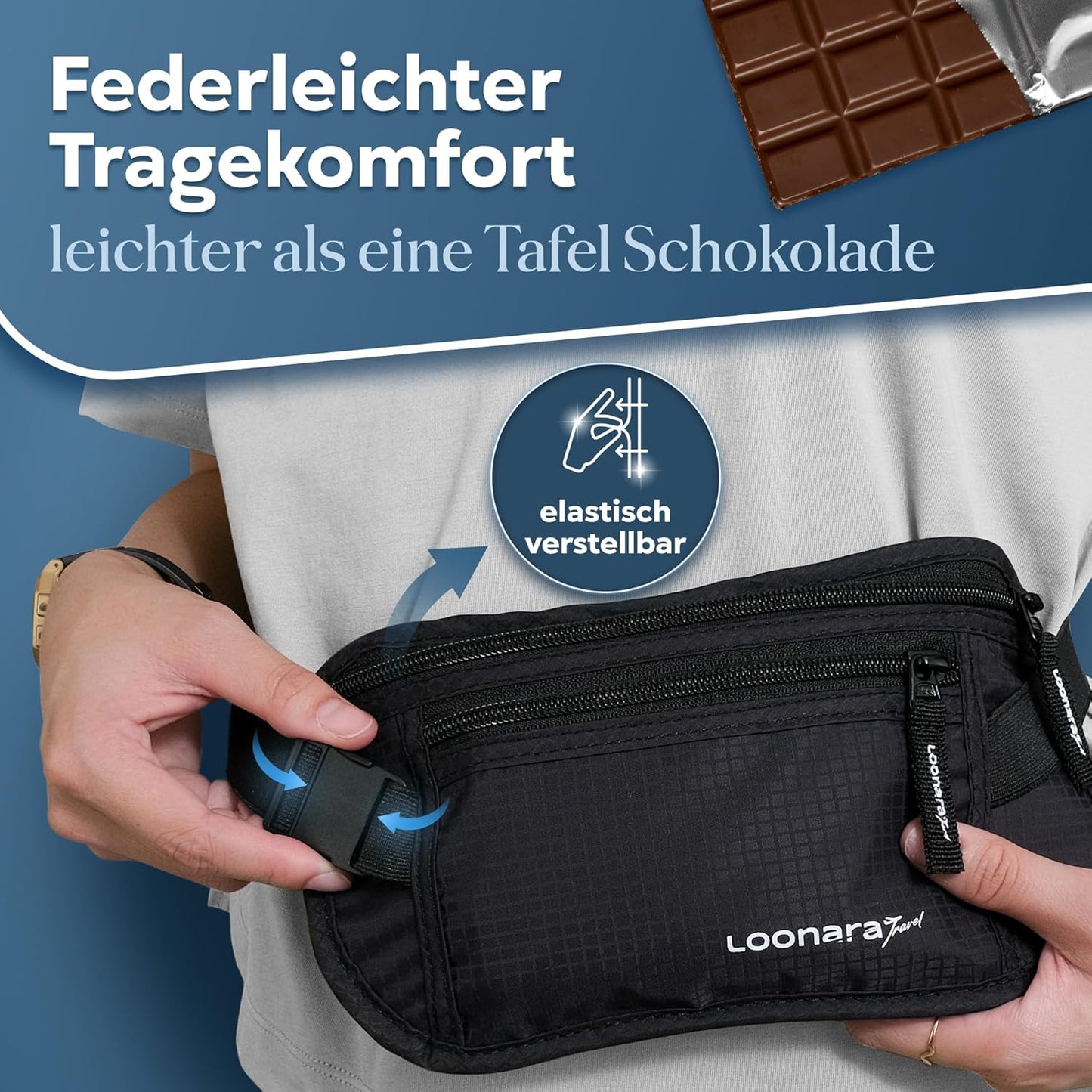 Loonara Travel Heuptas – Met Geheim Vak – Zwart – Veilig Reizen