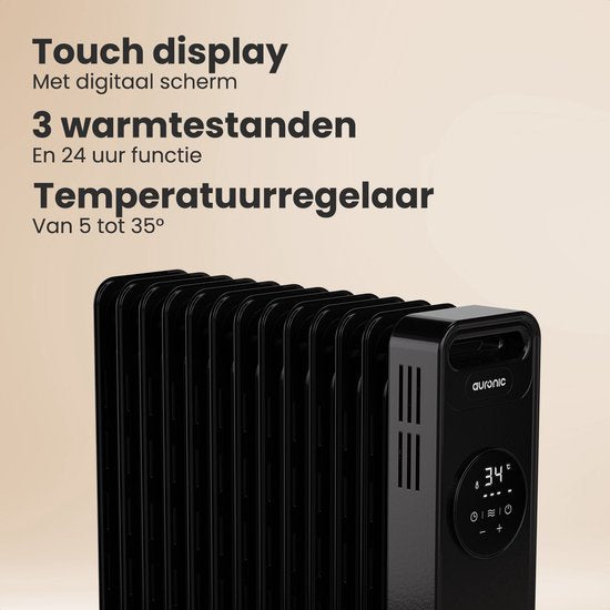 Auronic Olieradiator - Elektrische Kachel - 2500W Heater - Zwart