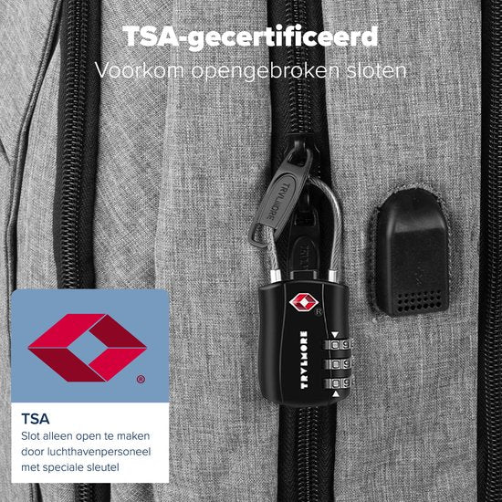 TRVLMORE Kofferslot - TSA Reisslot - Slot - Hangslot - 3 Cijferig - 2 Stuks - Cijferslot - Zwart