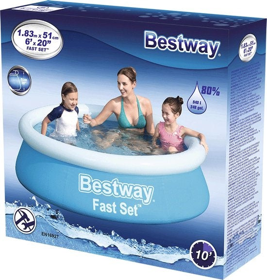 Bestway Kinderzwembad - Ø 183 cm - Model 57392 - Opblaasbare Rand