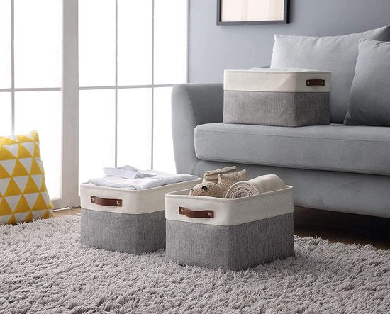 Tranquil Abode Opvouwbare Opbergmand - Set van 3 Stevige Stoffen Opbergmanden met Handgrepen