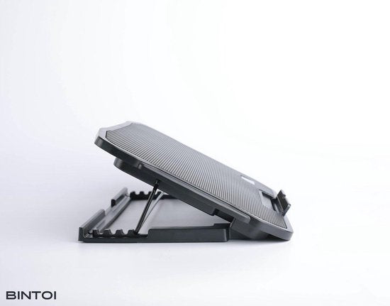 Bintoi® LSE100 – Laptop Standaard Verstelbaar – Tablet Houder – Laptopstandaard Laptoptafel – Laptop Cooler Stand – Laptophouder Laptop Koeler Verhoger – Cooling Pad – 6 Ventilatoren – Cadeau Tip