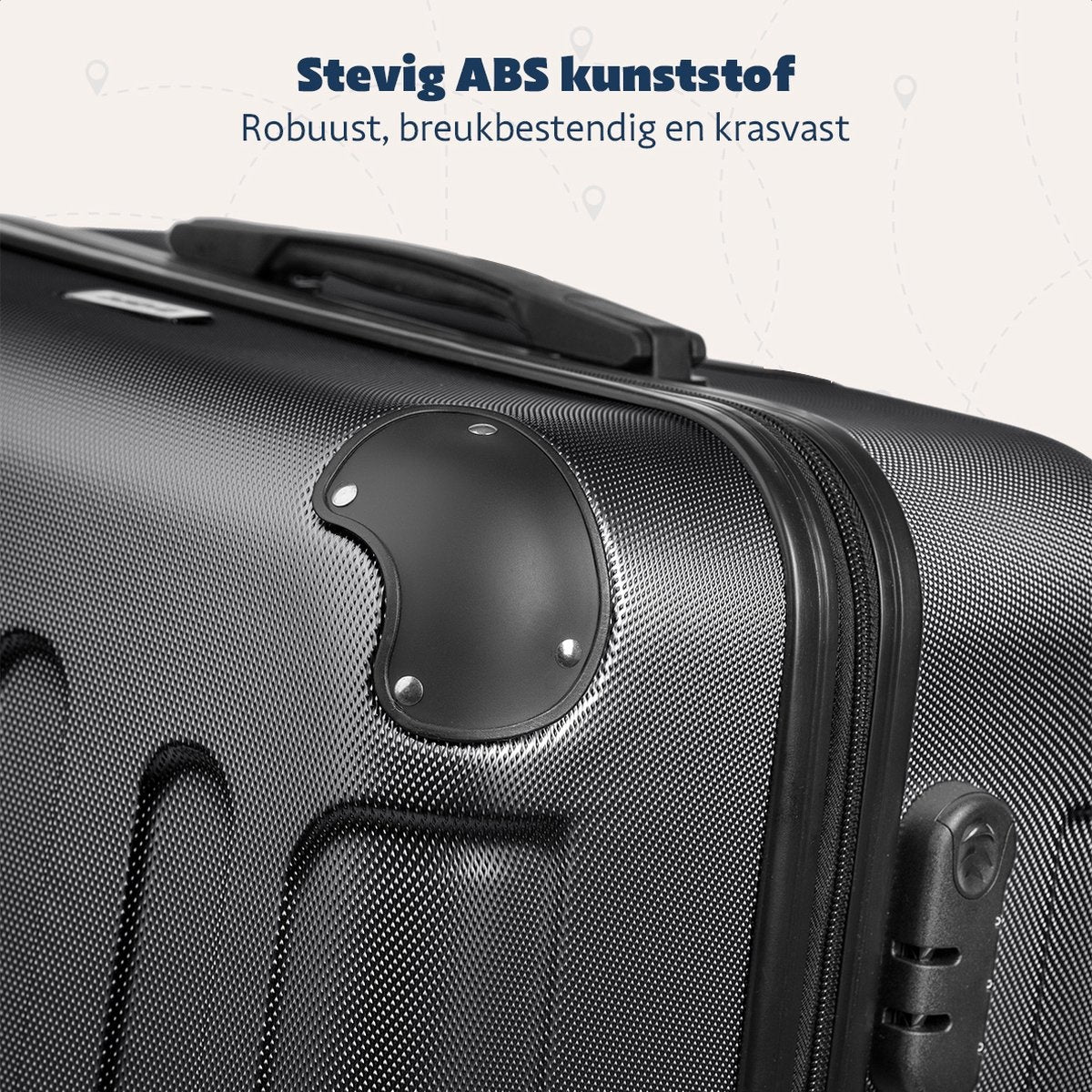 TRVLMORE Kofferset - 3 Delig - Complete Set - 38L Handbagage + 70L en 110L Ruimbagage - Zwart