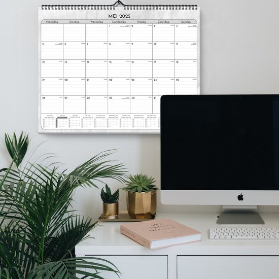 Systemyze Maandkalender 2025 Ophangbaar 12 Maanden - Kalender - Jaarkalender - Maandplanner - Wandkalender - Jan 2025 t/m Dec 2025 - 43 x 33cm