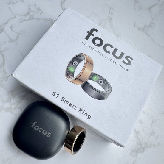 Focus® S1 Smart Ring – Zilver Maat 9 – Hartslag & Slaap Monitor – IP68 Waterdicht – Wearable