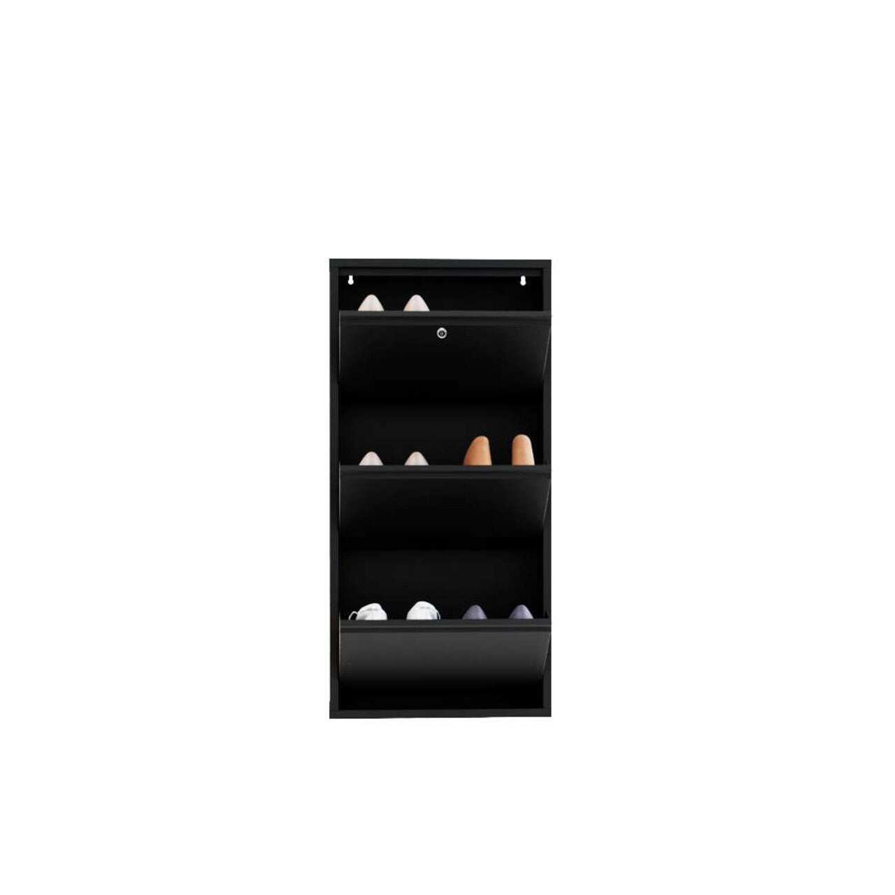 Hanah Home Schoenenkast - 3-delig - Afsluitbaar - Metaal - 50 x 103 x 15 cm - Zwart