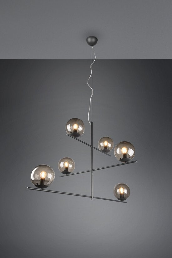 Trio Hanglamp Pure antraciet 6x E14- 80 x 115 x 150 cm