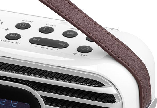 Vlectro Retro DAB+ Radio met Bluetooth - Compact Design - 12u Accuduur - Inclusief Alarmklok
