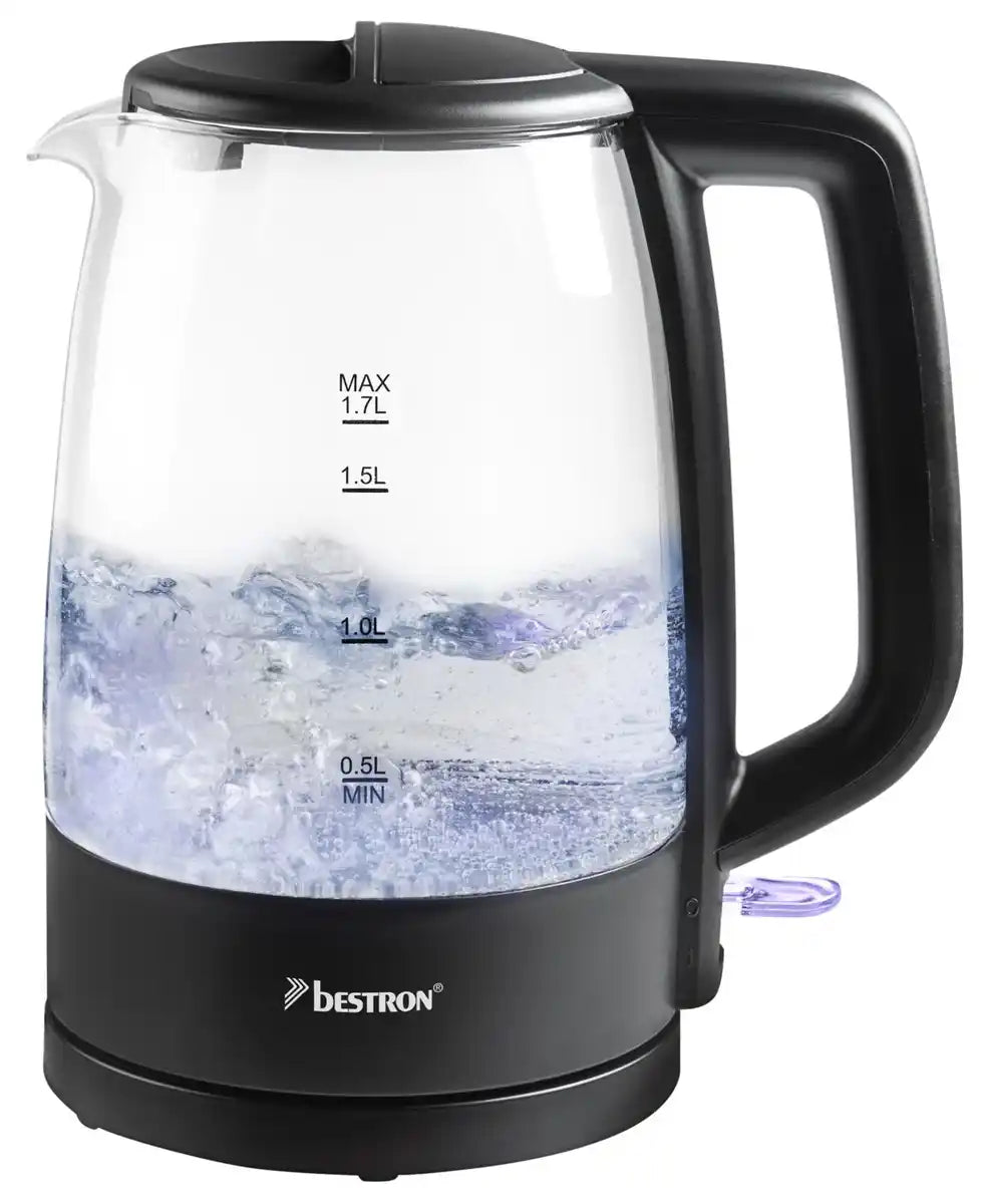 Bestron Glazen Waterkoker AWK500G - 1,7 Liter - 2200 Watt - Blauwe Lichtring