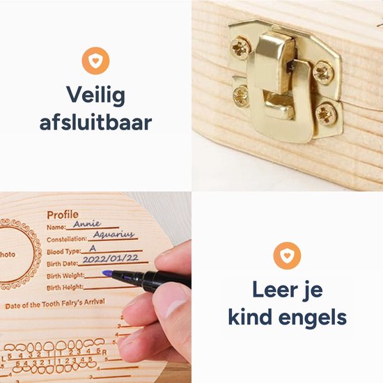 Alyze Tandendoosje - Jongens - Meisjes - Melktanden bewaardoosje - Logboek - Geboorte
