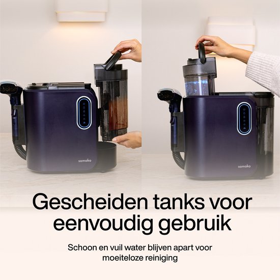 Tapijtreiniger PowerClean Pro 1800W - Stoomreiniger en vlekkenreiniger - 8 Opzetstukken - 100° Stoom - Bankreiniger - Meubelreiniger - Handstomer - Matrasreiniger - Samako