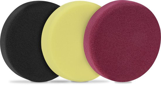 VONROC Polijstschijven/Polijst pads schuim voor polijstmachines – Starterset - 125mm, 3 stuks