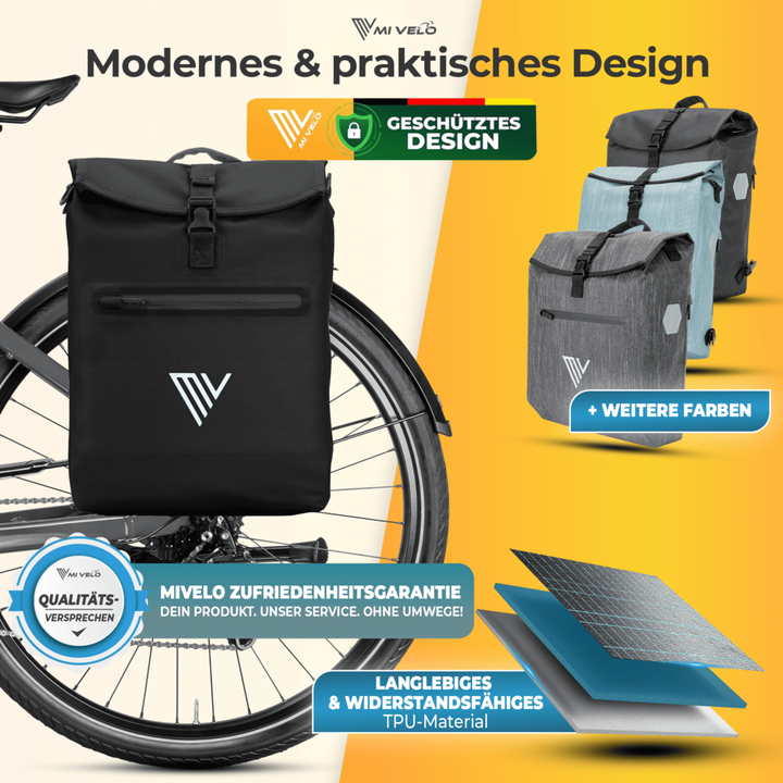 Mivelo LINO 3-in-1 fietstas en rugzak - 20 liter - Zwart
