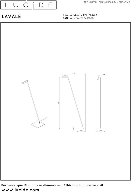 Lucide LAVALE - Leeslamp - LED Dimbaar - 1x3W 2700K - Turkoois