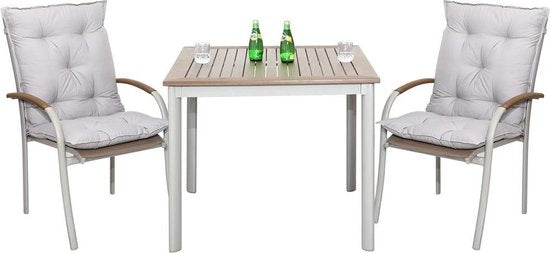 Tuinstoelkussens, stoelkussens, set van 2, grijs, 116 x 57 x 7 cm