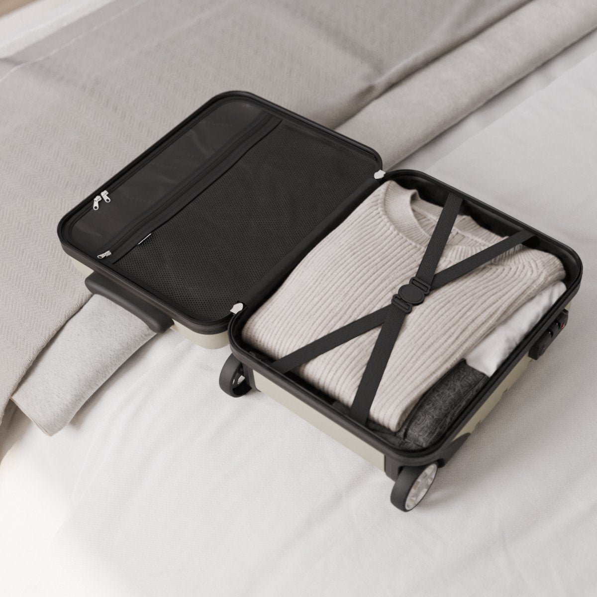 TRVLMORE Handbagagekoffer 40 x 30 x 20 cm – 24 L – Underseat – TSA-slot – 2 Wielen – Champagne