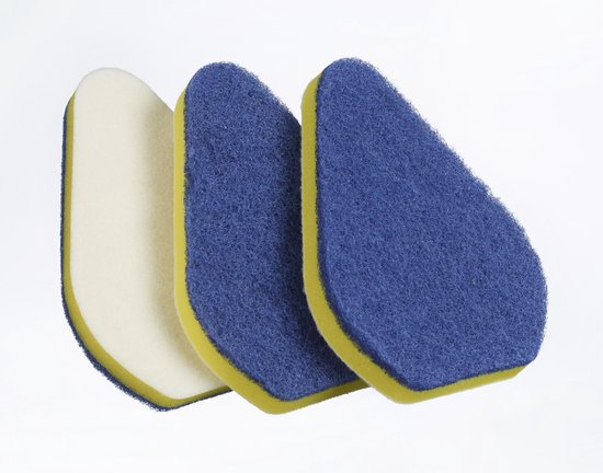 Badkamermop met sponsborstel - Blauw - Metaal - 45-90 cm