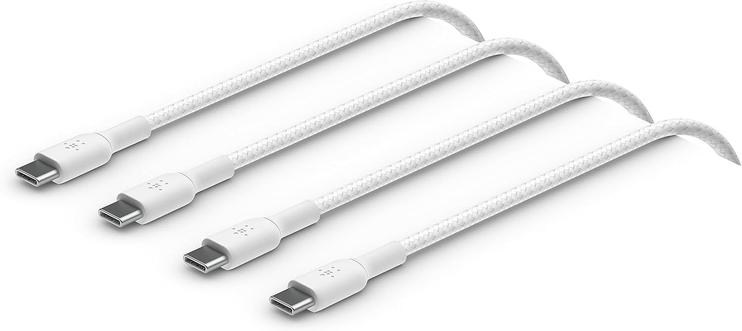 Belkin BoostCharge 2-pack 2 m USB-C/USB-C-kabels, snellaadkabel voor iPhone 16, Samsung Galaxy S24, Pixel, iPad, Nintendo Switch – Wit