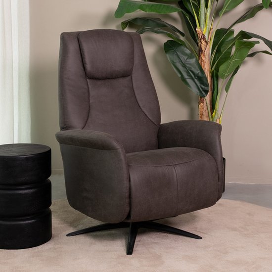 LABEL51 Stockholm Fauteuil - Grijs - Stof - One Size - - - Draaibaar - Met Armleuning