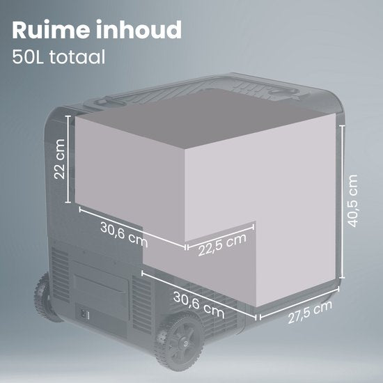 Auronic Elektrische Koelbox - Compressor - Met Wielen - 12V 230 Volt - Auto - 50L - Zwart/Grijs
