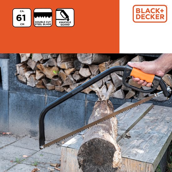 BLACK+DECKER Beugelzaag - 24"/ 61CM - Zachte Comfortgreep - Schokabsorberend - Knokkelbescherming - Staal - Zwart/Oranje