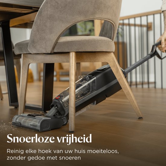 BISSELL CrossWave OmniForce Edge Select Draadloze Stofzuiger met Dweilfunctie - Vlekkenreiniger voor Harde Vloeren - Snoerloze Steelstofzuiger - 2 in 1 Vacuum Cleaner - Extra Krachtige Motor 31aW - ZeroGap Technologie - 3999N