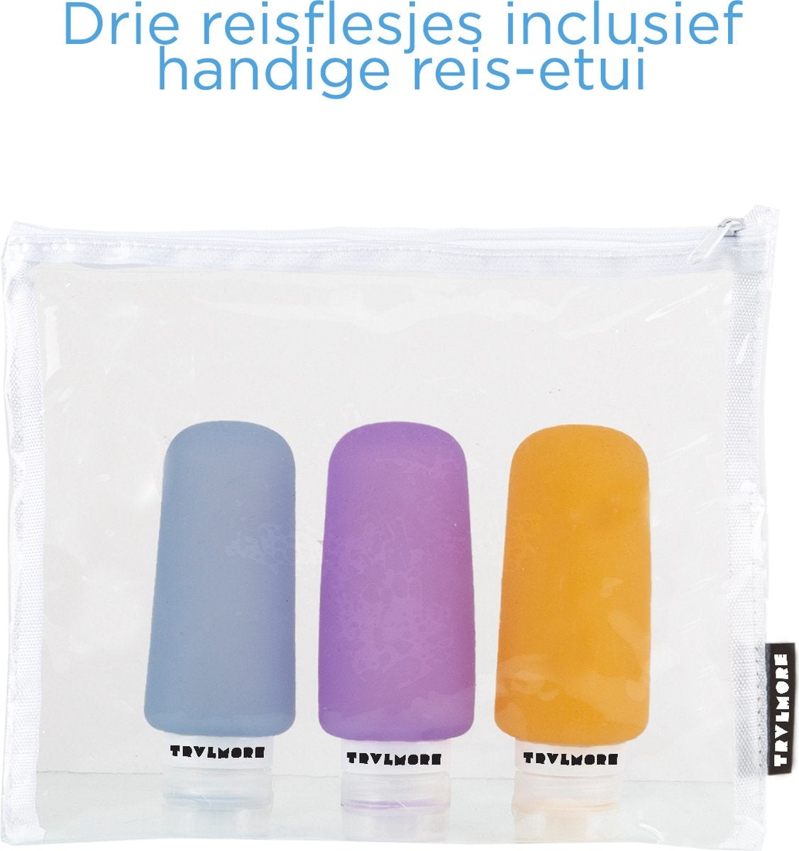 TRVLMORE Silicone Reisflesjes - Navulbaar - Handbagage - 100 ML - 3 Stuks - Oranje/Paars/Blauw