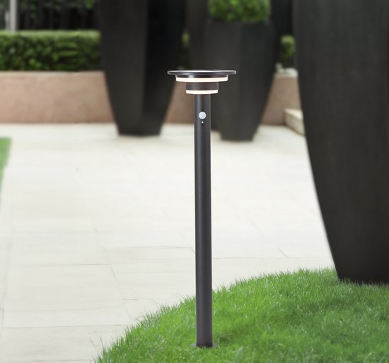 Brilliant Garvina - Buiten sokkellamp - Hoogte 85 cm- LED 3W - Solar - 430 lm - 3000K - IP44 - zwart