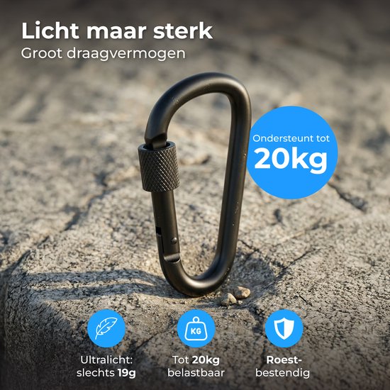 Nuvance Karabijnhaak - 5 stuks - Karabijnhaak Sleutelhanger - 77mm - Musketonhaak - Carabiner