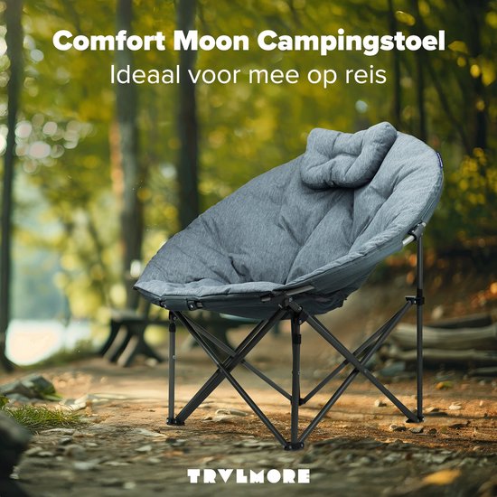TRVLMORE Campingstoel - XL - Opvouwbaar - Incl. Draagtas - Kampeerstoel - Vlinderstoel - 150 kg draagvermogen - Grijs