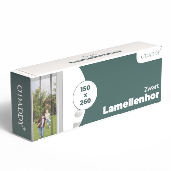 O'DADDY® Vliegengordijn Lamellenhor - 150x260 cm - Deurgordijn - Hordeur - Aanpasbaar Ontwerp - Glasvezel - Deurhor Zwart