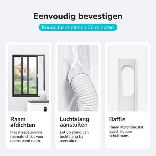 Bloomfold Mobiele Airco – 4-in-1 – 12.000 BTU – tot 35 m² – Wit