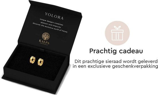 Yolora Dames Oorbellen met Kalpa Camaka Kristallen - Goudkleurig - 18K Geelgoud Verguld - Vrouwen Oorringen Goud - Sieraden - Luxe Giftbox - Geschenkdoos - Cadeau doos - Exclusieve Geschenkverpakking - Mooie Cadeauverpakking