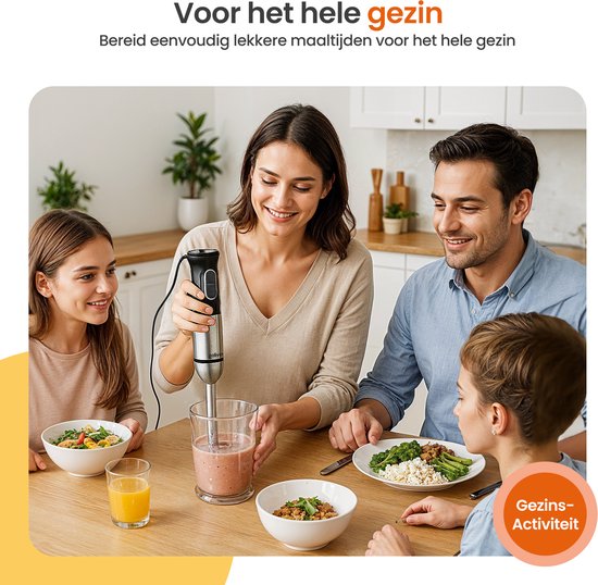 Goliving Staafmixer Set 5-in-1 - Hakmolen - Maatbeker - Garde - 1000W - Vaatwasserbestendige Accessoires - RVS - Zwart