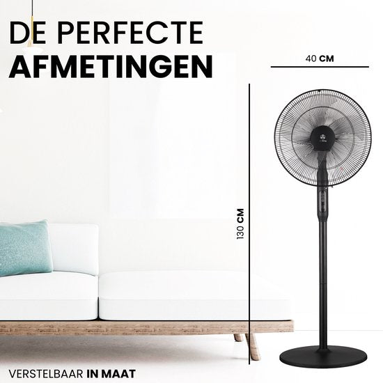 AirKing 3-in-1 Statiefventilator met afstandsbediening – Energie Zuinige Ventilator Staand met 3 Snelheidsstanden - Koelventilator met Timer en Nachtstand voor Optimale Verkoeling - Zwart