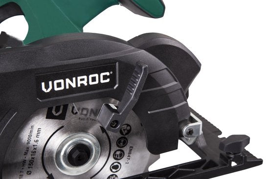 VONROC Accu Cirkelzaag – VPower 20V (zonder accu & lader) – Incl. parallelgeleider & Ø150MM zaagblad