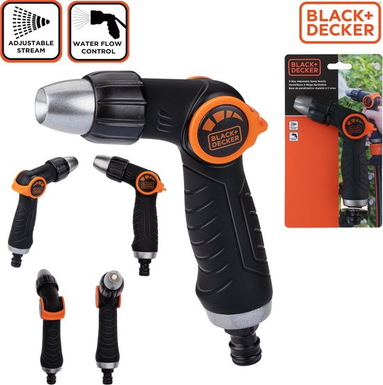 BLACK+DECKER Sproeikop - 3 Standen - Universeel - Zwart/ Oranje