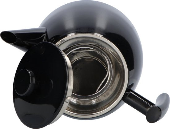 Vaja® Theepot Juliette met Filter - Dubbelwandig -Theekan 1.0L - Glimmend Zwart