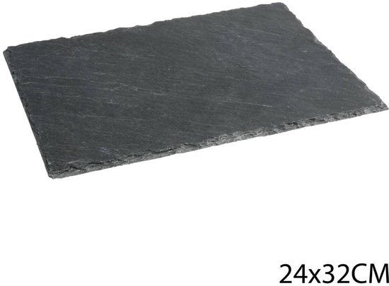 Secret de Gourmet Serveerplankje voor hapjes/fingerfood - 24 x 32 cm - Leisteen - borrelplank - tapasplank - kaasplank