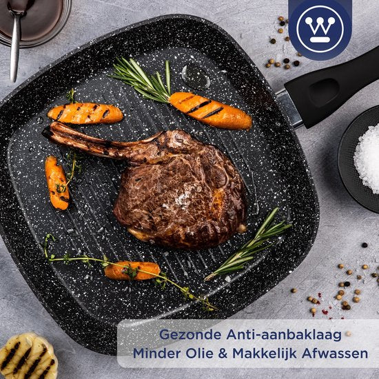 Westinghouse Grillpan – Ø 28 cm – Inductie – PFOA-vrij – Black Marble