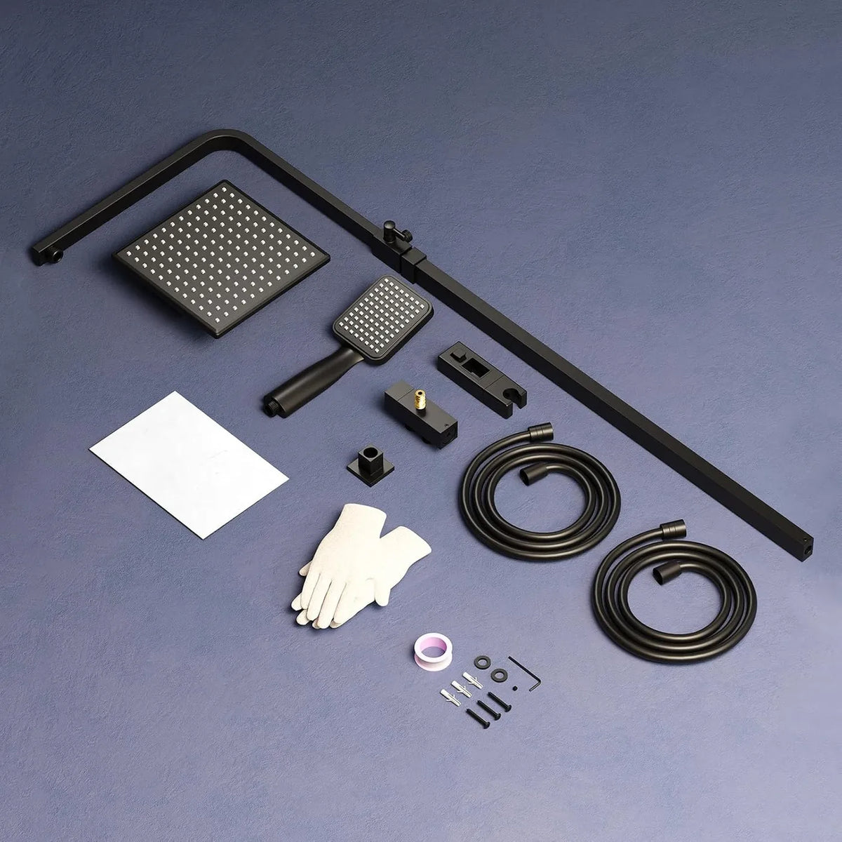 Homelody Regendouche Set zonder Thermostaat - Vierkante Hoofddouche 20 x 20 cm - Verstelbare Douchestang 73-115 cm - Zwart