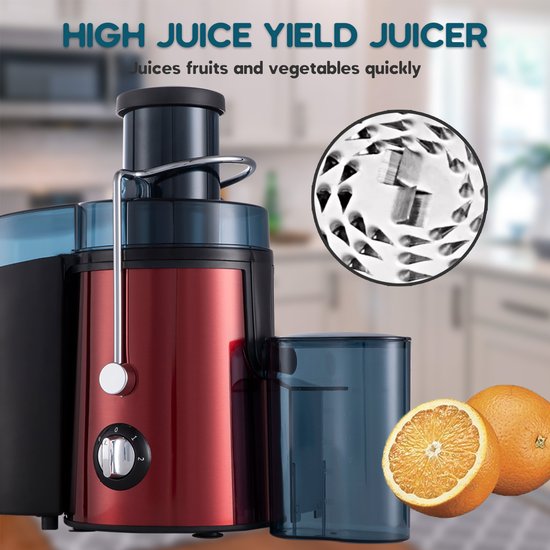 Fuegobird L811 snelle sapcentrifuge - Power Juicer - RVS - 400watt - Rood