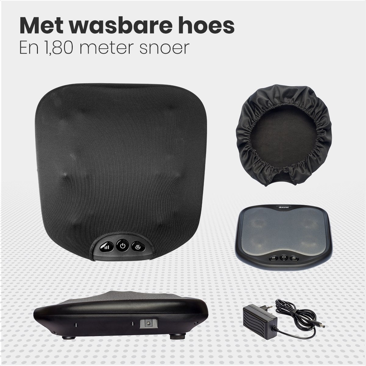 Auronic Voetmassage Apparaat – Warmtefunctie – 36,3 x 34,6 x 9 cm – Zwart