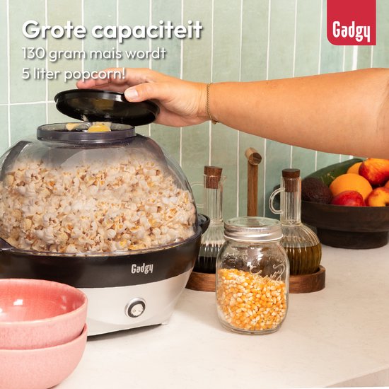 Gadgy Popcorn Machine Rond met Anti-aanbaklaag - Popcorn Maker Stil en Snel - 5 liter - Funcooking voor Party & Kids - Popcornpan - Cadeau voor Kind