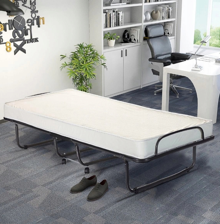 costway metalen opklapbed - 1 persoons - met matras