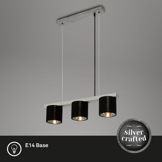 BRILONER - Hanglamp - 136 CM - Excl. 3X E14 - Antiek Zilver
