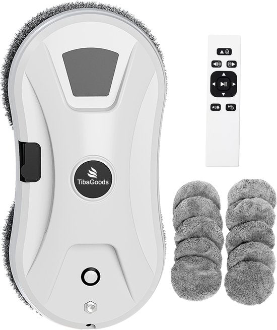 TibaGoods Robot Ruitenreiniger - Ramenwasser - Robot - Dweilrobot - Anti-val touw - Slimme waterspray - Krachtige zuigkracht - Met afstandsbediening - Incl. 10 microvezeldoeken